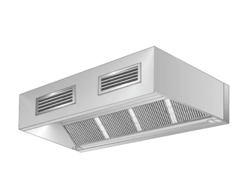 Industrial Commercial Professional Custom Customized Exhaust Hood Canopy Fume Range SUS304 SUS201 Stainless Steel Fresh Air Chamber Unit Blower